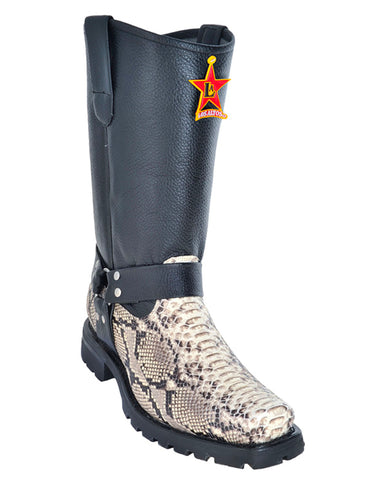 Men's Natural Python Motorcycle Boots
