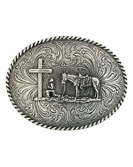 Attitude Christian Cowboy Belt Buckle by Montana Silversmiths from Skip’s Western Outfitters | MON-61304-O/S-Antiqued-Silver