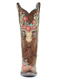 Women's Deer Skull & Flowers Western Boots