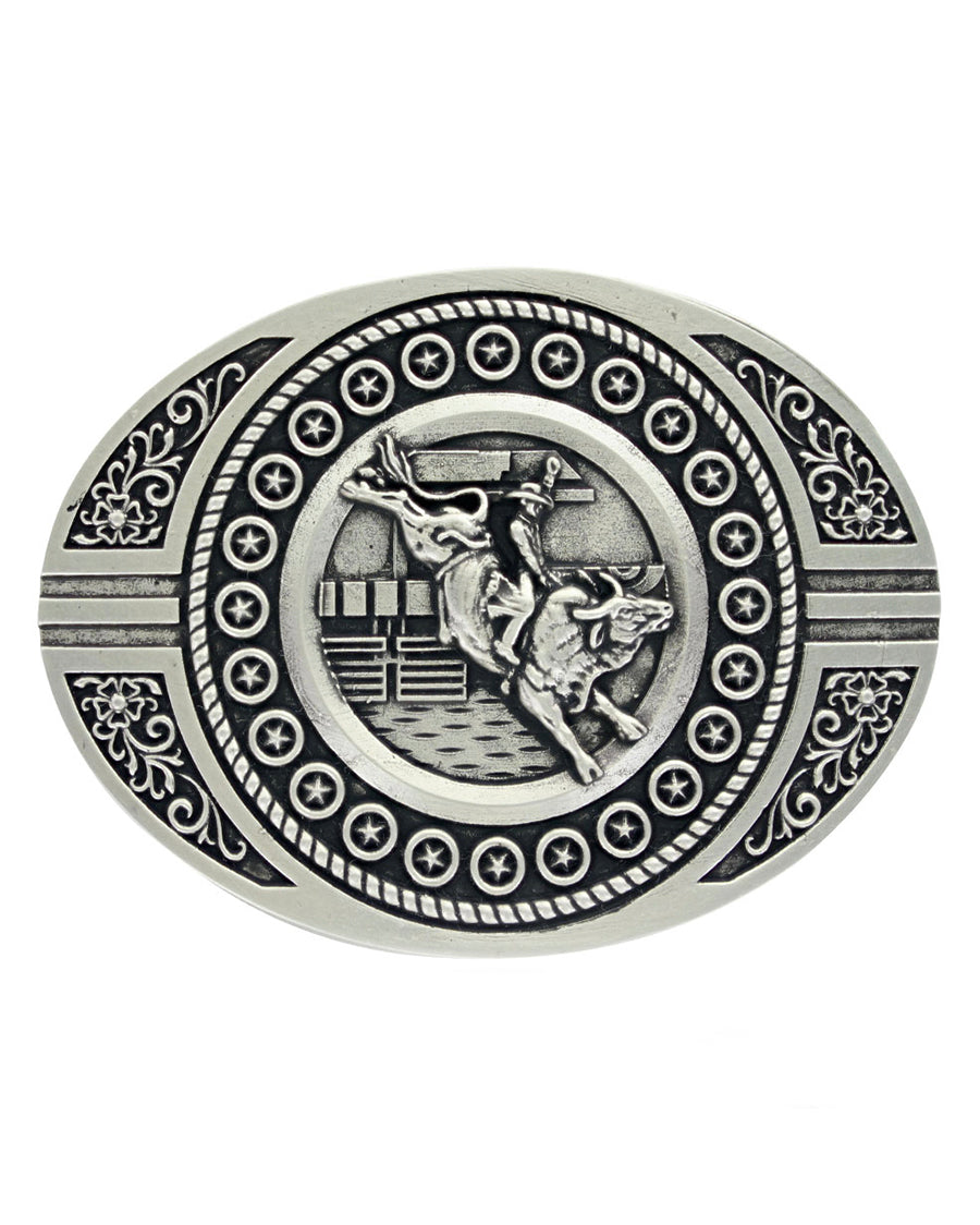 Attitude Livin' The Dream Bull Rider Belt Buckle by Montana Silversmiths from Skip’s Western Outfitters | MON-A858-O/S-Silver