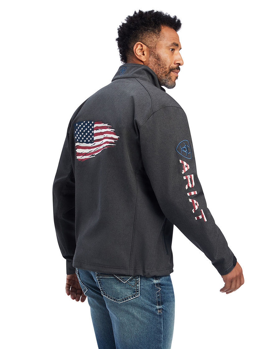 Men's Logo 2.0 Patriot Softshell Water Resistant Jacket by Ariat from Skip’s Western Outfitters | ARI-10041439-S-Charcoal