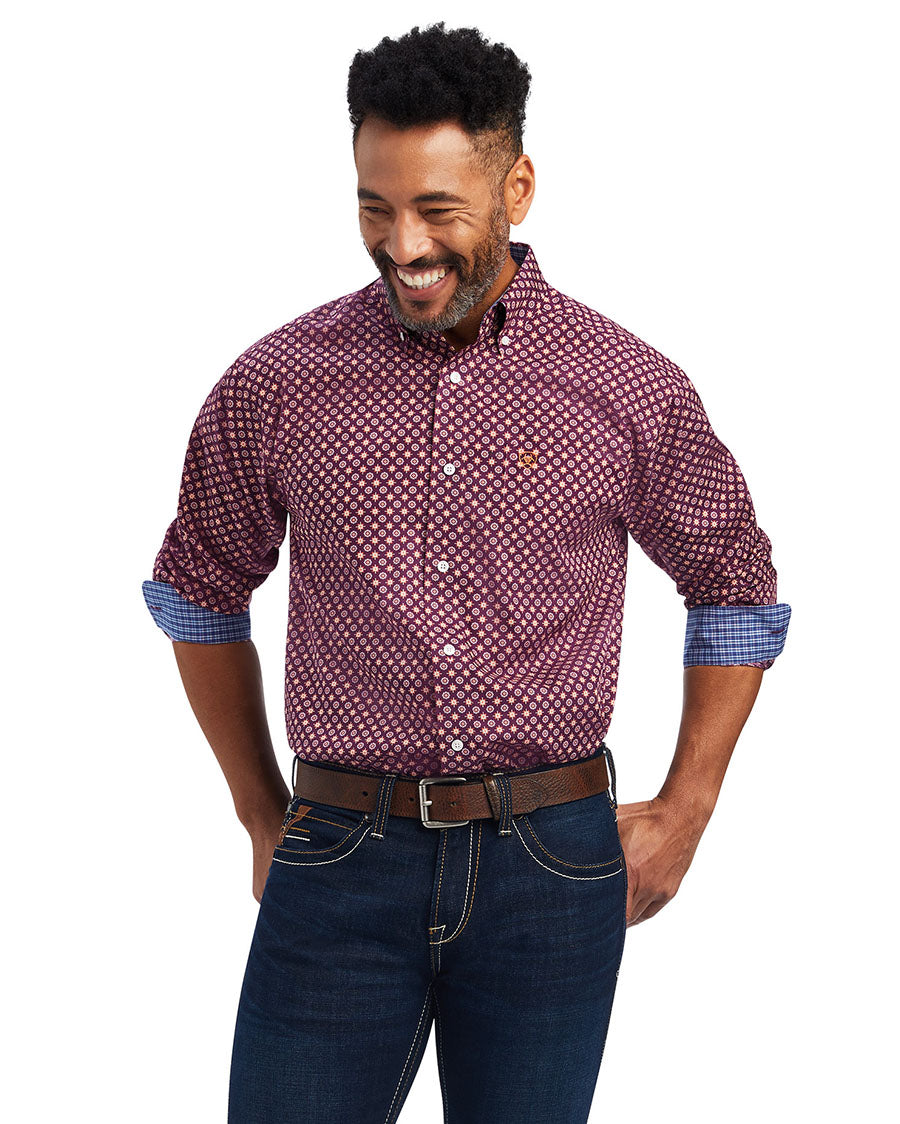 Men's Wrinkle Free Deklan Classic Fit Shirt by Ariat from Skip’s Western Outfitters | ARI-10041749-M-PickledBeet