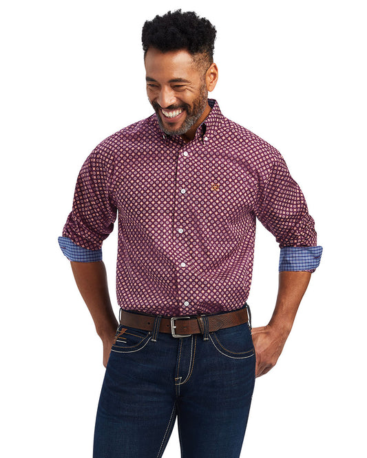 Men's Wrinkle Free Deklan Classic Fit Shirt by Ariat from Skip’s Western Outfitters | ARI-10041749-M-PickledBeet