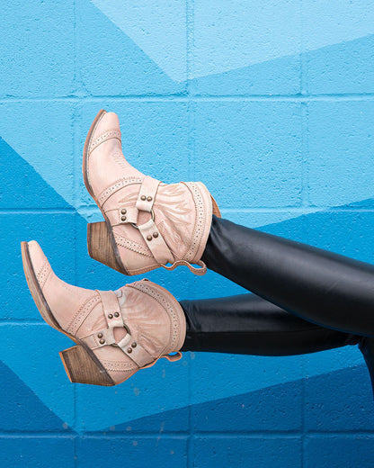 Dingo Women's Gummy Bear Western Booties in Natural with Snip Toe at Skip's Western Outfitters | DI747-NATURAL