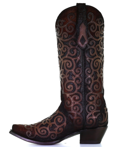 Women's Overlay Embroidery Western Boots