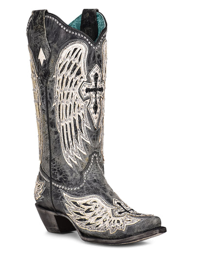 Corral A4232 Women's Handcrafted Snip Toe Cowgirl Boots in Black at Skip's Western Outfitters