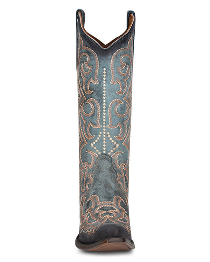 Corral L5869 Women's Handcrafted Snip Toe Cowgirl Boots in Blue at Skip's Western Outfitters