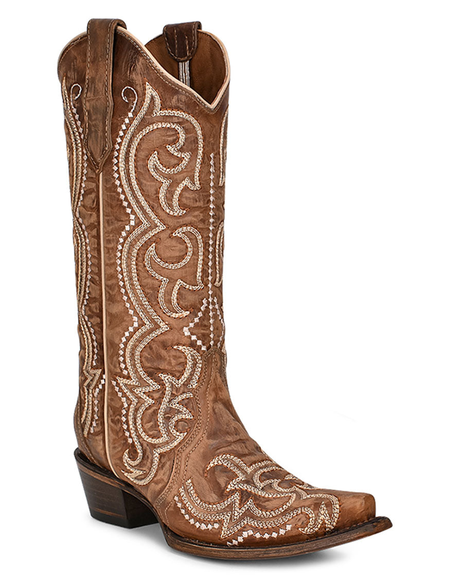 Corral L5893 Women's Handcrafted Snip Toe Cowgirl Boots in Brown at Skip's Western Outfitters