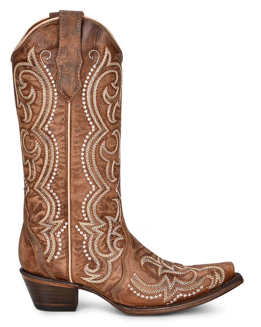 Corral L5893 Women's Handcrafted Snip Toe Cowgirl Boots in Brown at Skip's Western Outfitters