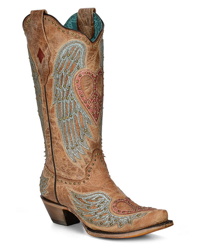 Women's Heart & Wings Overlay Western Boots