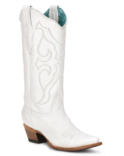Corral Z5046 Women's Handcrafted Snip Toe Cowgirl Boots in White at Skip's Western Outfitters