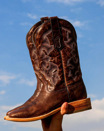Corral A4264 Men's Handcrafted Wide Square Toe Cowboy Boots in Brown at Skip's Western Outfitters