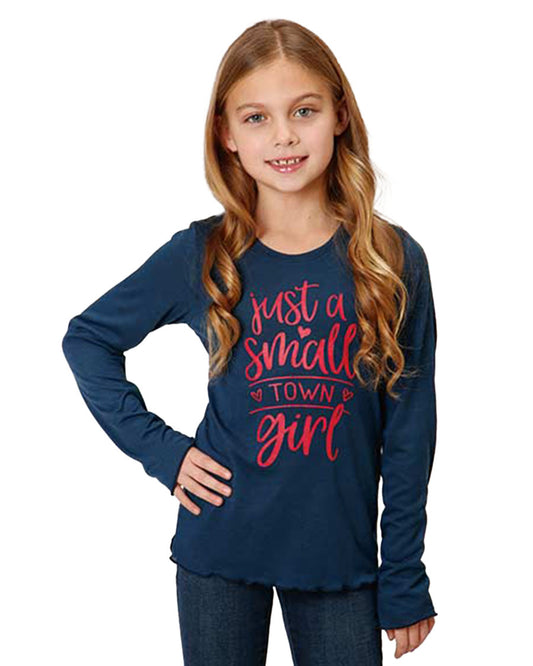 Girls' Jersey Knit Long Sleeve Tee by Roper from Skip’s Western Outfitters | KAR-03-009-0513-6118-BU-XS-REG