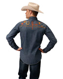 Men's Old West Embroidered Long Sleeve Shirt