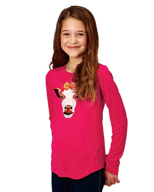 Girls' Jersey Knit Long Sleeve Tee by Roper from Skip’s Western Outfitters | KAR-03-009-0514-0191-RE-XS-REG