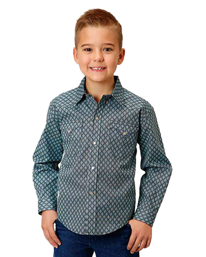 Boys' Long Sleeve Shirt by Roper from Skip’s Western Outfitters | KAR-03-030-0064-0772-BU-XS-REG
