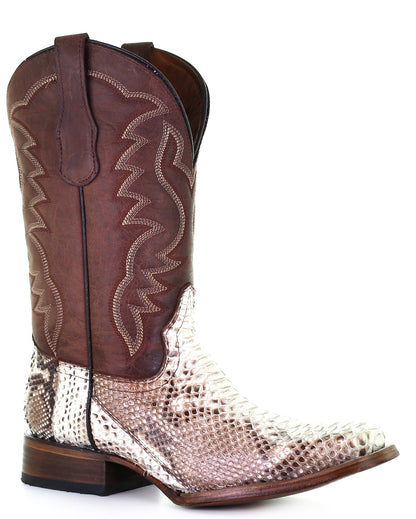 Corral L5740 Men's Handcrafted Square Toe Exotic Python Snake Skin Cowboy Boots in Brown at Skip's Western Outfitters
