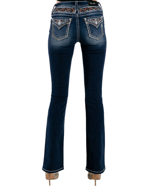 Women's Plaid Nights Bootcut Jeans by Miss Me from Skip’s Western Outfitters | MMJ-M3823B-25-34