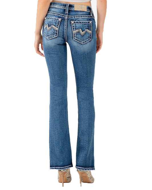 Women's Mountain Range Mid-Rise Bootcut Jeans by Miss Me from Skip’s Western Outfitters | MMJ-M3742B8-25-34
