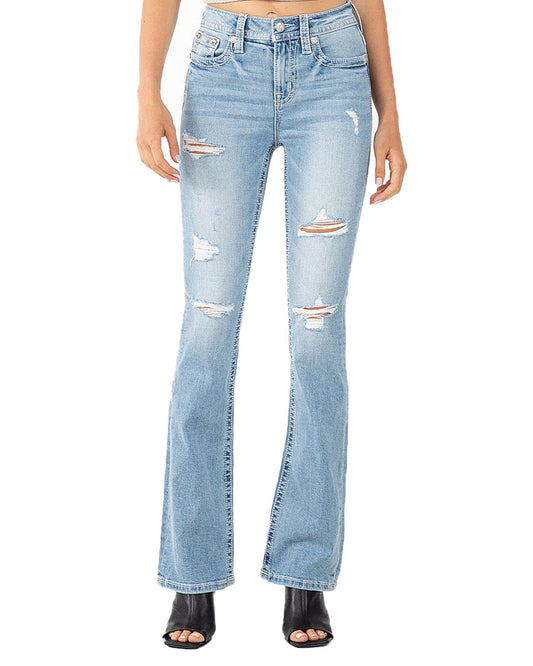 Women's Distressed High-Rise Bootcut Jeans by Miss Me from Skip’s Western Outfitters | MMJ-H3636B42-25-34
