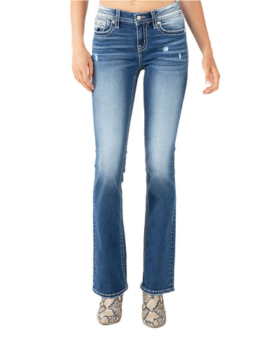 Women's Feathered Dreamcatcher Mid-Rise Bootcut Jeans – Skip's