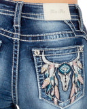 Women's Feathered Longhorn Mid-Rise Bootcut Jeans