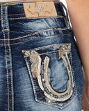 Women's Feathered Horseshoe Mid-Rise Bootcut Jeans