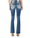 Women's Floral Cross Mid-Rise Bootcut Jeans
