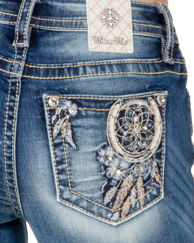 Women's Floral Dreamcatcher Mid-Rise Bootcut Jeans