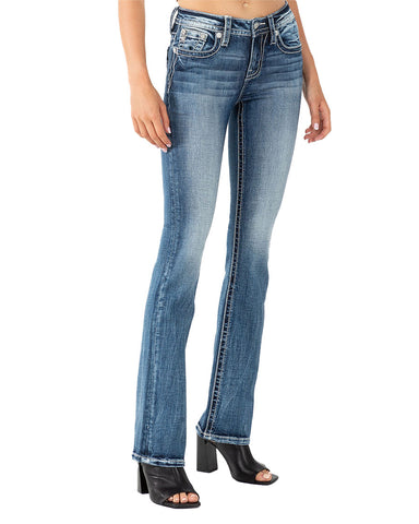 Women's Aztec Inlay Mid-Rise Bootcut Jeans – Skip's Western Outfitters