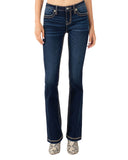 Women's Pocket Distressed Mid-Rise Bootcut Jeans