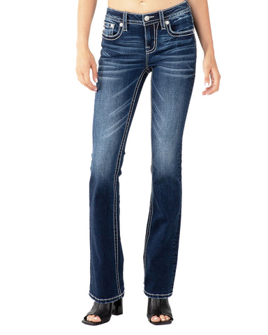 Women's Criss Cross Mid-Rise Bootcut Jeans