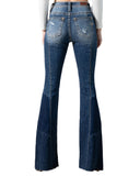 Women's High Rise Patchwork Flare Jeans