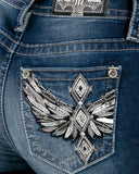 Women's Geometric Winged Cross Bootcut Jeans
