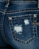 Women's Distressed Dark Wash Bootcut Jeans