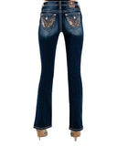Women's Turquoise & Leather Angel Wing Bootcut Jeans