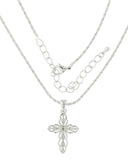 Women's Fancy Scallop Rose Gold Cross Necklace