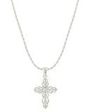 Women's Fancy Scallop Rose Gold Cross Necklace