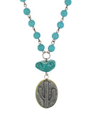 Women's Attitude Antiqued Cactus Disc Necklace