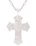 Women's Two Tone Antiqued Floral Cross Necklace