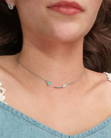 Women's Curved Opal Arrow Necklace