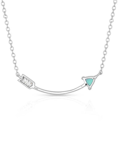 Women's Curved Opal Arrow Necklace