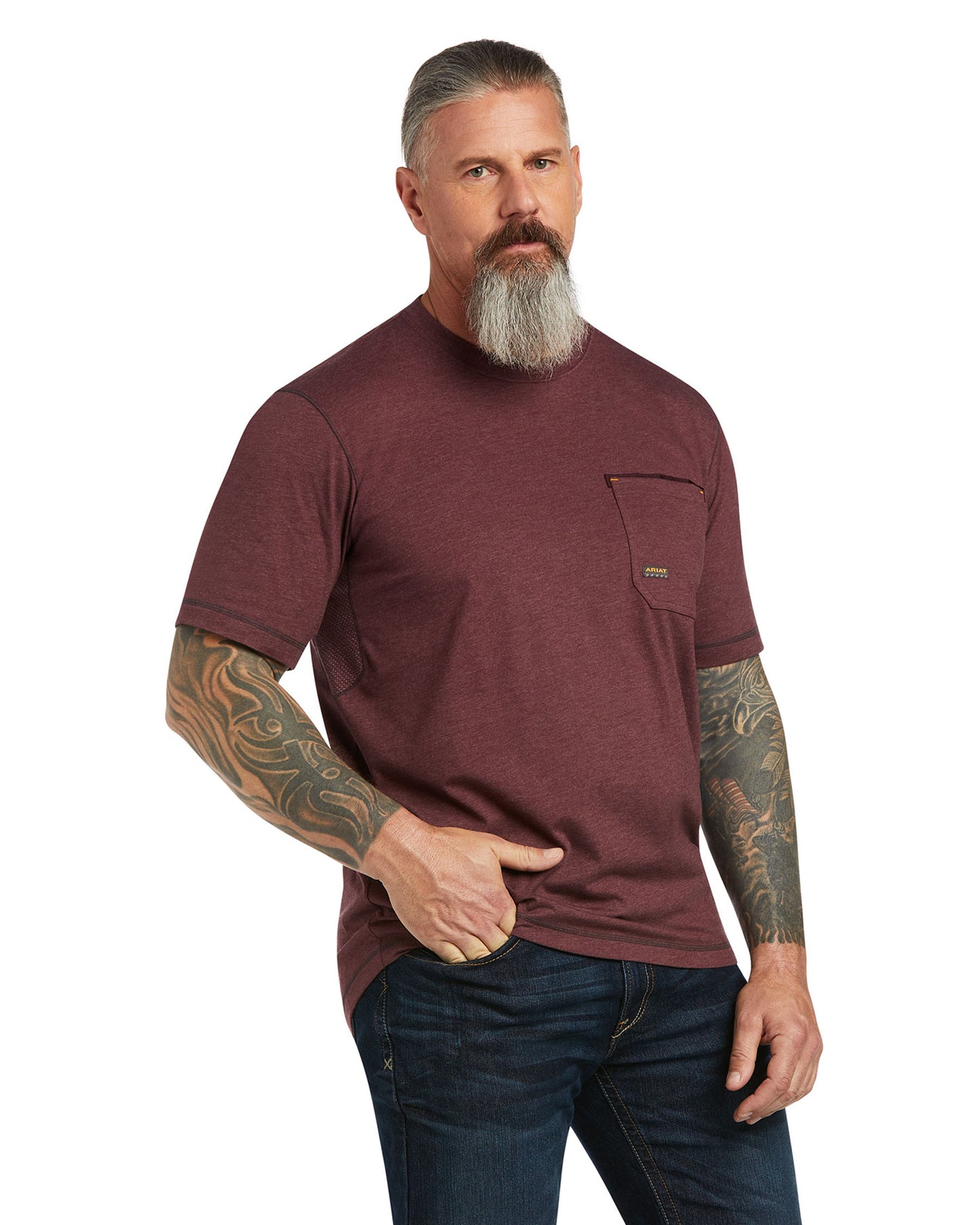 Men's Rebar Workman Logo T-Shirt by Ariat from Skip’s Western Outfitters | ARI-10039487-S-MalbecHeather