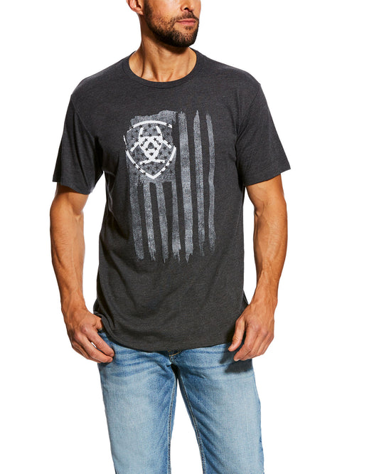 Men's Vertical Flag T-Shirt by Ariat from Skip’s Western Outfitters | ARI-10026658-S-CharcoalHeather