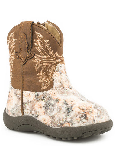 Floral Glitter Cowbaby Boots