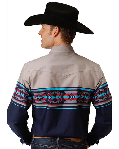 Men's Aztec Border Western Shirt