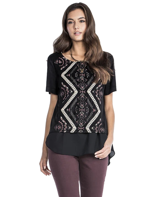 Women's Evening Romance Top by Miss Me from Skip’s Western Outfitters | MMJ-MDT1532S-S-Black