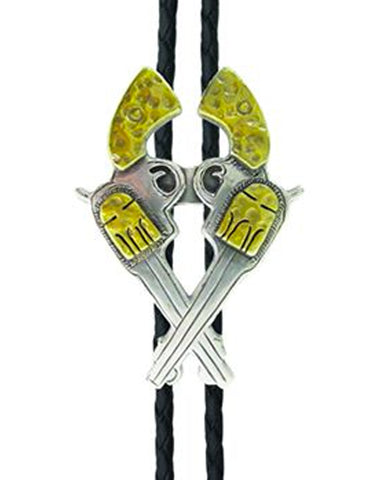 Cut Out Crossed Pistols Bolo Tie