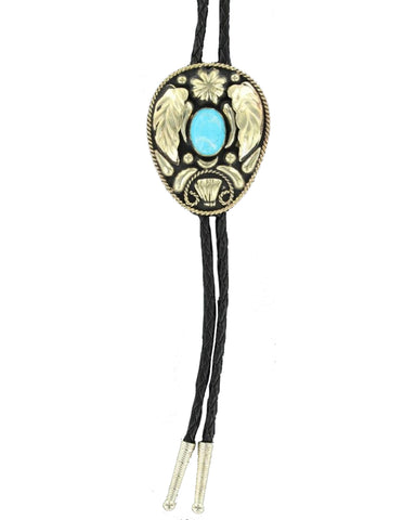 Black and Gold Oval Bolo Tie