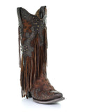 Women's Cheetah and Fringe Western Boots